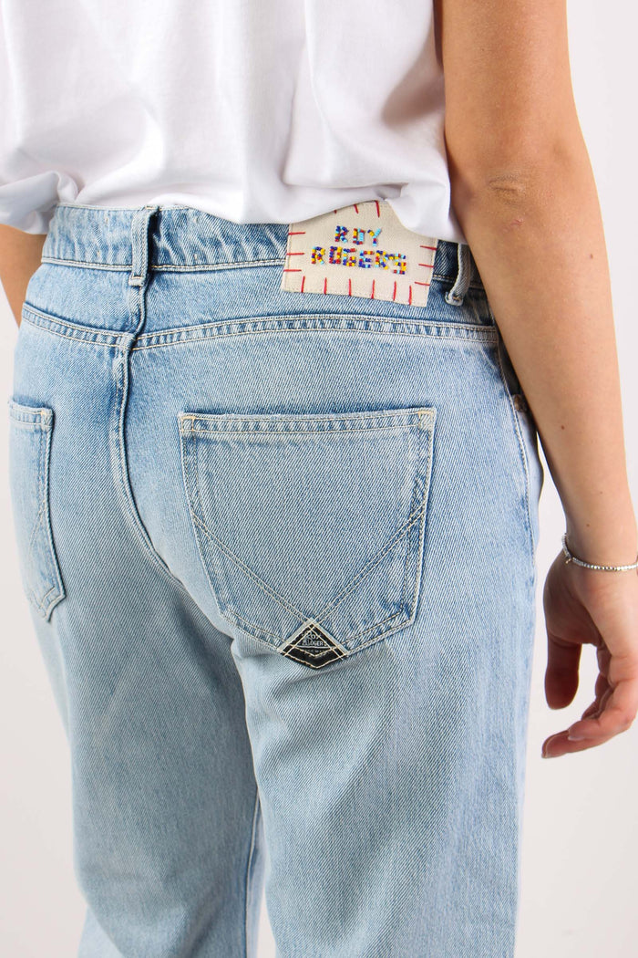 Denim Scritta Perline Denim Chiaro-8