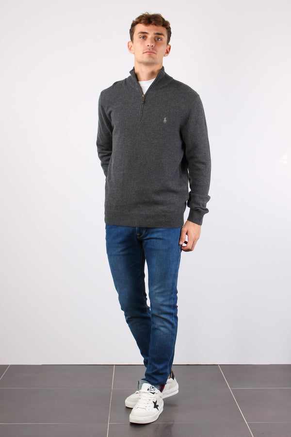 Pullover Mezza Zip Lana Dark Charcoal-2