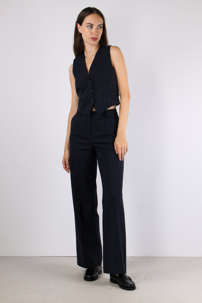 Pantalone Palazzo Gessato Blu/fango-4