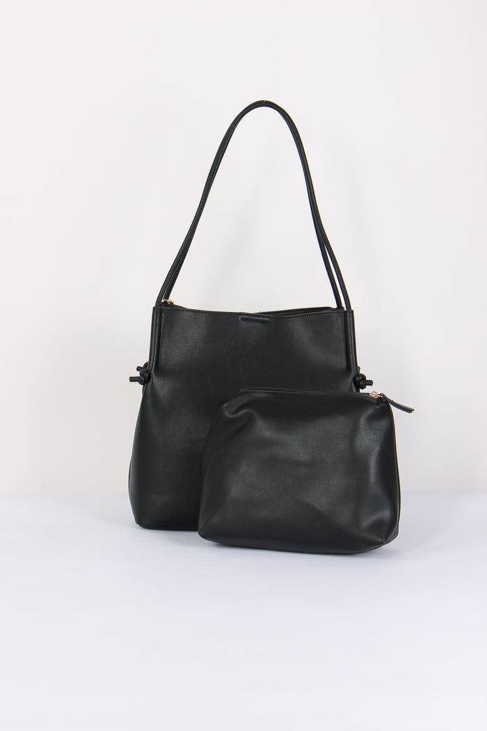 Tote Bag Manici Sottili Nero-6