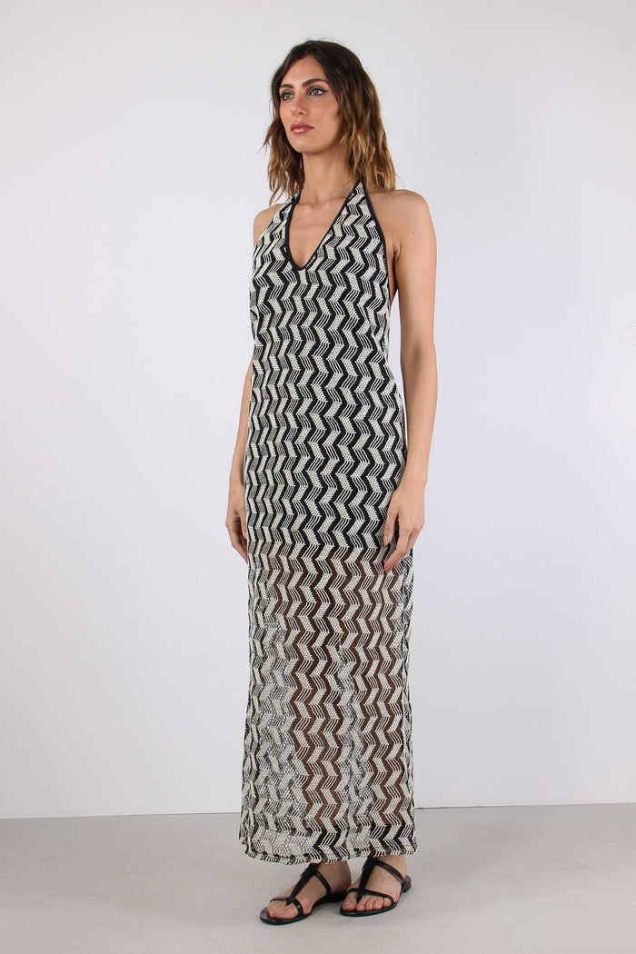 Abito Rete Jacquard Nero-3