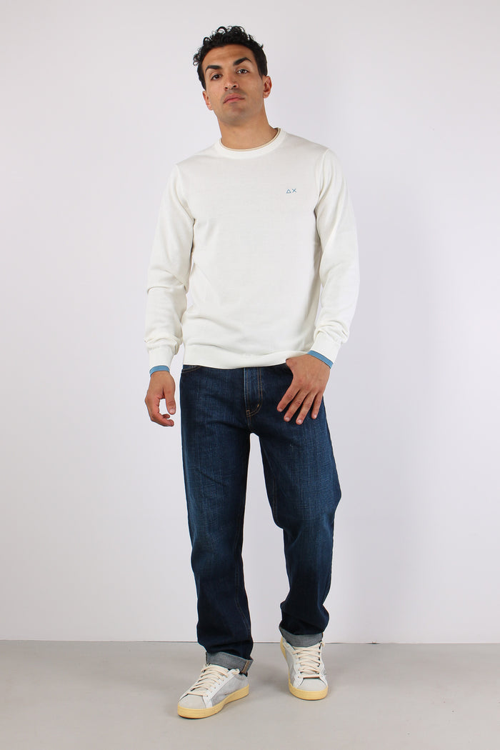 Maglia Collo Contrasto Bianco-5