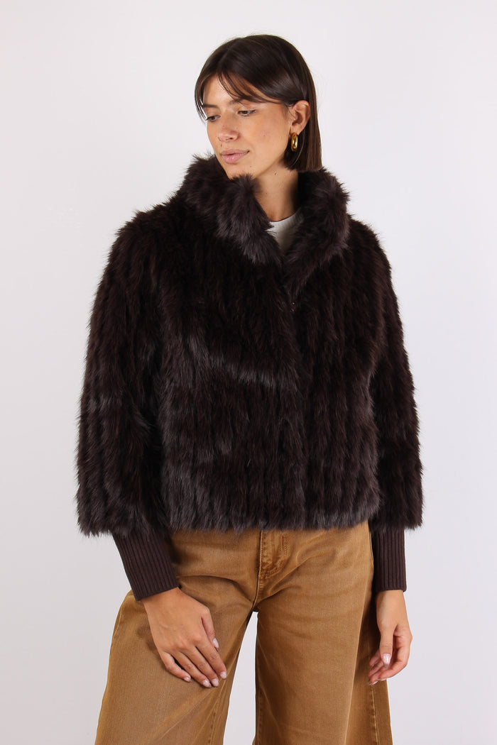 Pelliccia Corta Polsino Maglia Peated-2