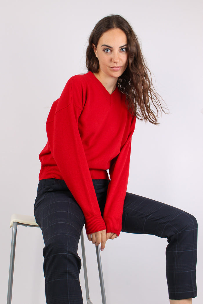 Mllbuono Maqglia Scollo V Rosso-6