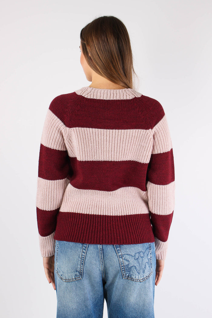 Maglia Riga Paillettes Rosa/bordeaux-5