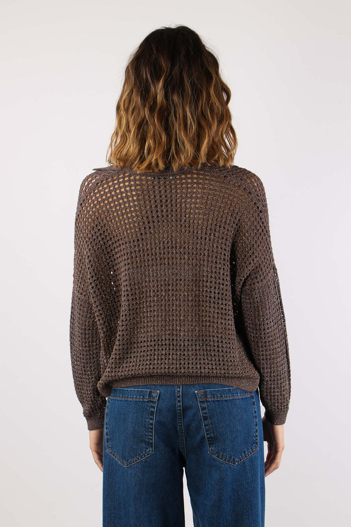 Polo Traforata Lurex Cioccolato-4