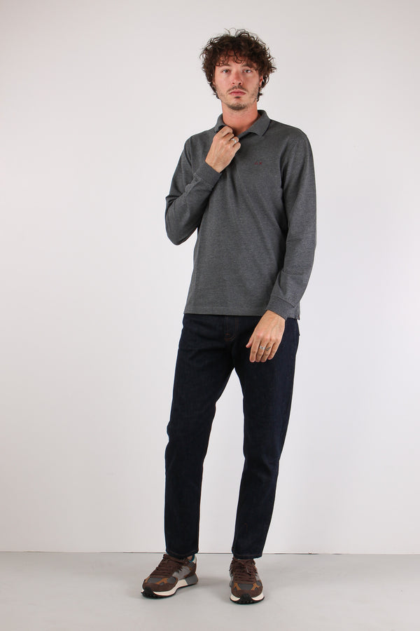 Polo M/l Profilo Contrasto Grigio-2