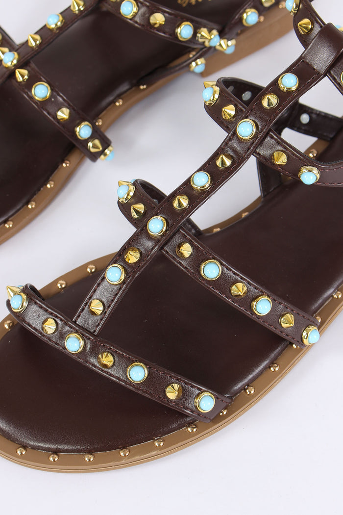 Sandalo Borchia Multicolor Brown-4