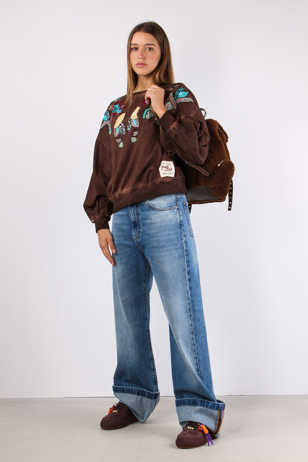 Felpa Over Patch Ricami Unica