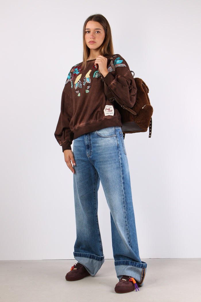 Felpa Over Patch Ricami Unica