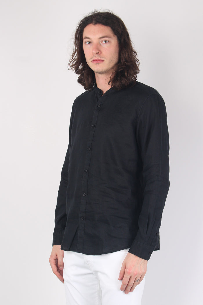 Camicia Lino Coreana Black-6