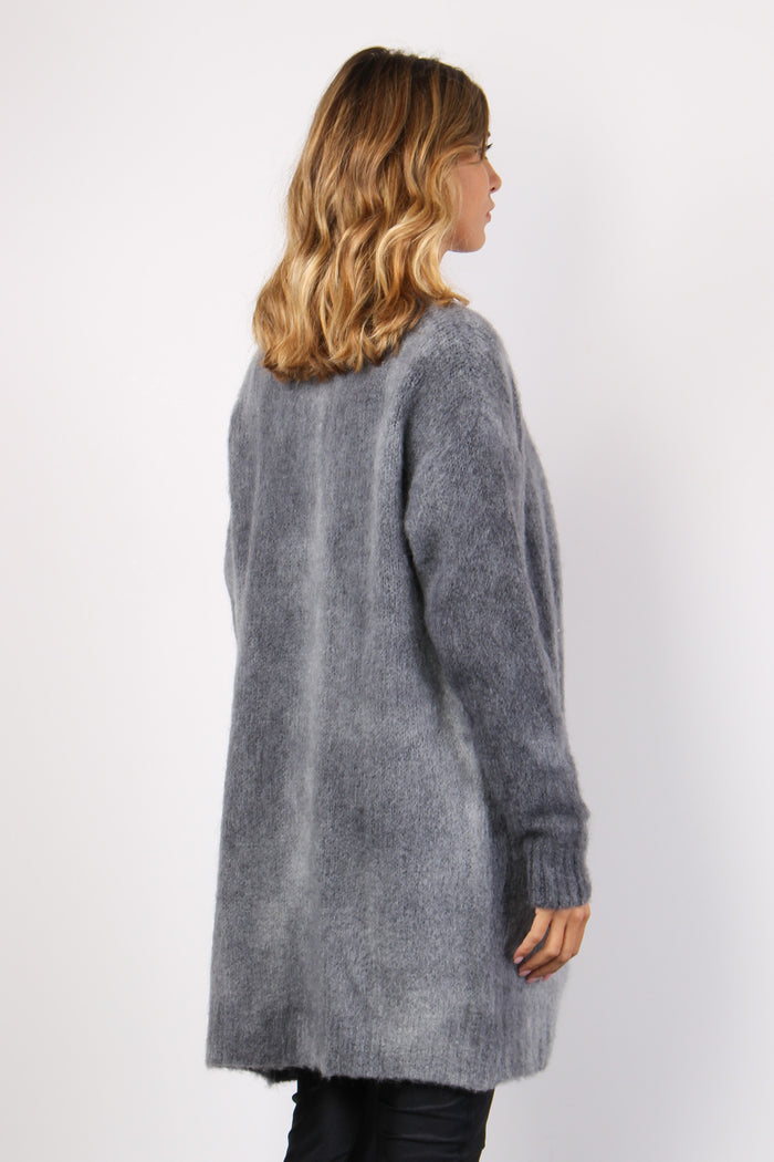 Cardigan Sfumato Mohair Nero-5