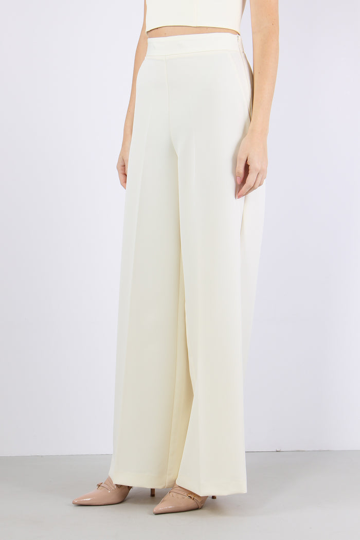 Pantalone Palazzo Tessuto Tecnico New Milk-3