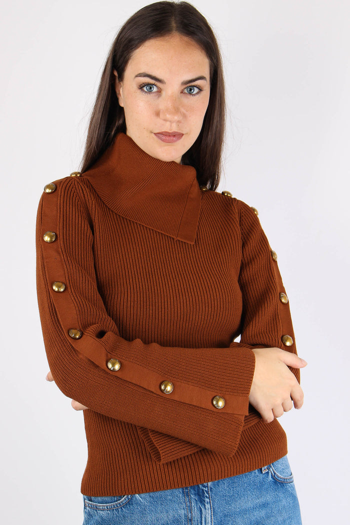 Maglia Bottoni Manica Sigaro-4