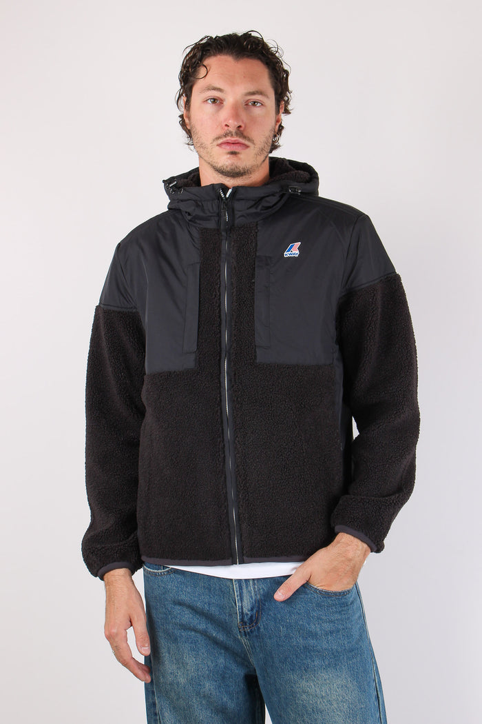 Giubbotto Cappuccio Inserto Teddy Black Pure-2