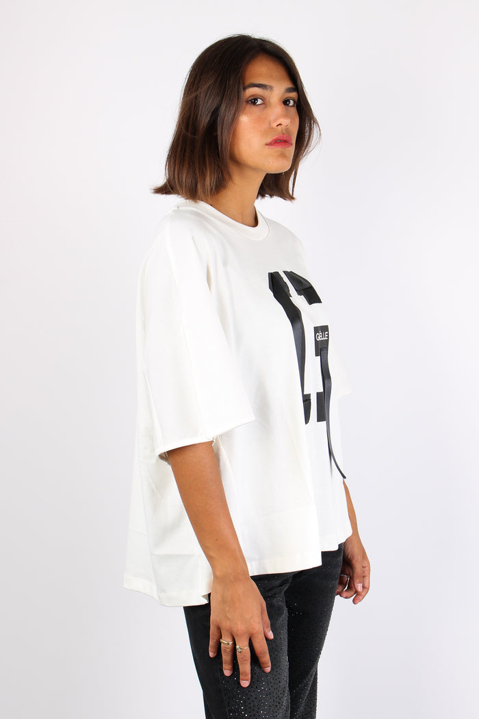 T-shirt Over Logo Nastro Off White-2