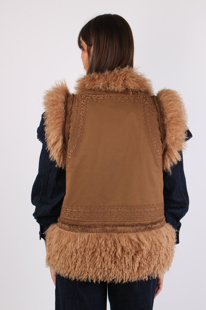 Gilet Mongolia Passamaneria Cammello-5