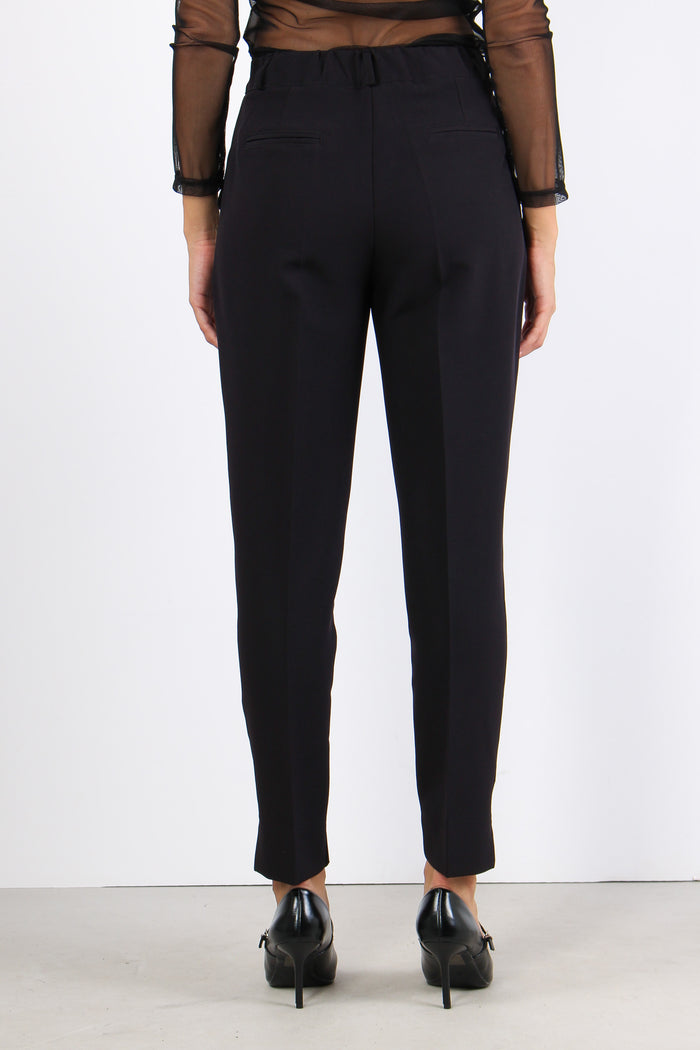 Pantalone Sigaretta Tessuto Fl Nero-4