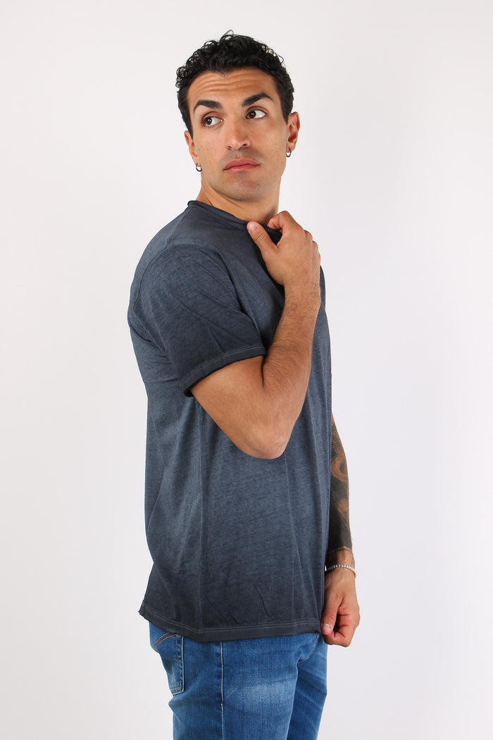 T-shirt Cotone Taglio Vivo Blue Faded-5