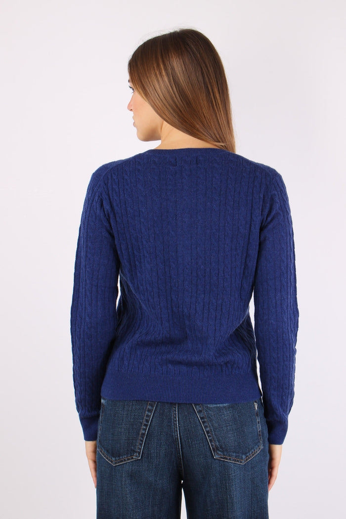 Cardigan Bottoni Trecce Blue-5