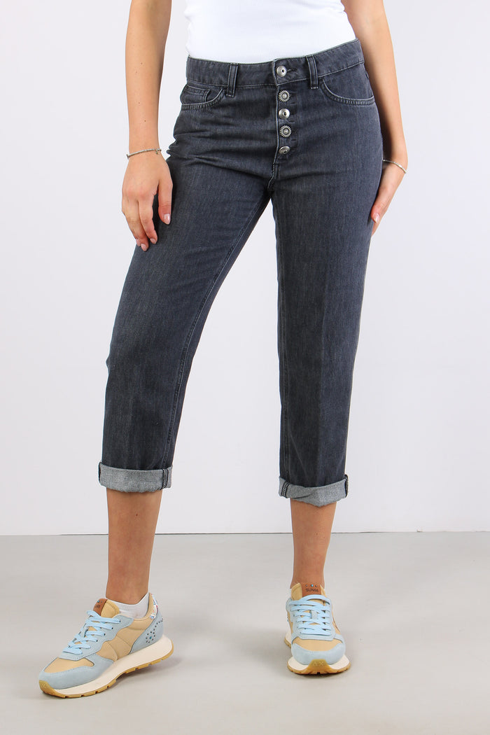 Koons Denim Loose Bottone Gioiello Nero-4