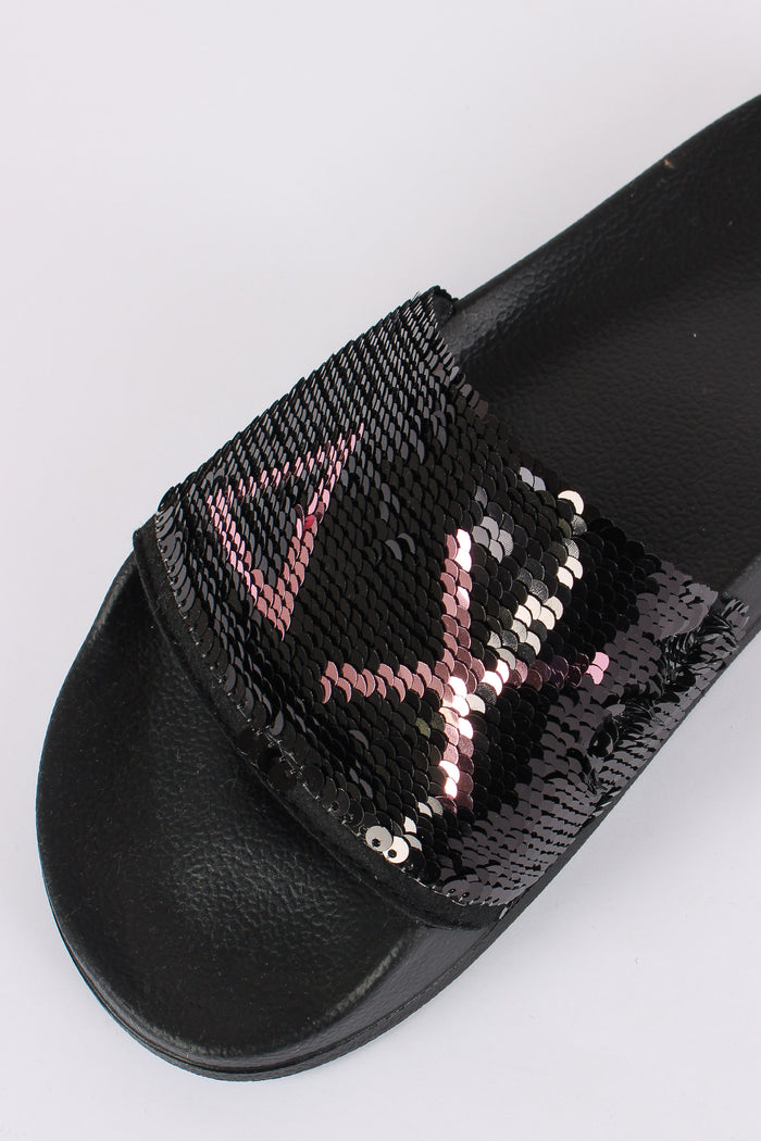 Ciabatta Fascia Pailettes Nero/argento-3