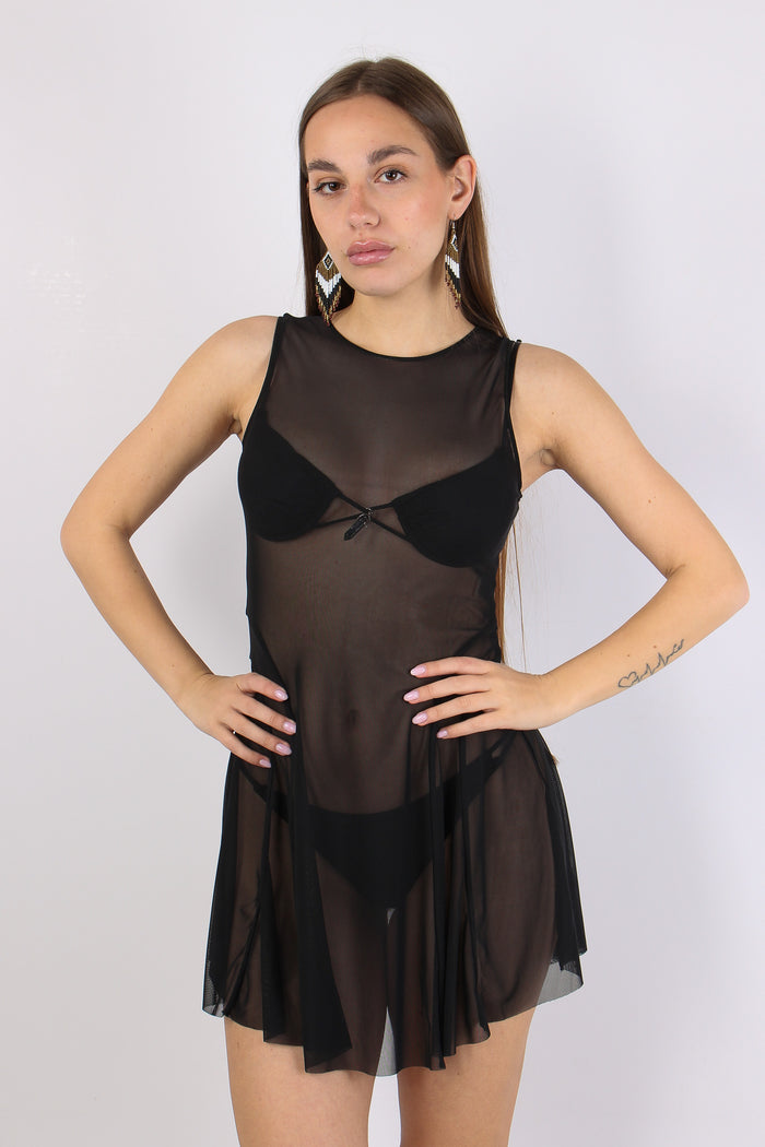 Abito Corto Tulle Nero-2