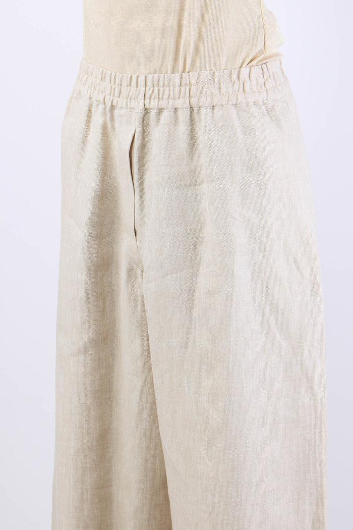 Felino Pantalone Cropped Lino Greggio-7
