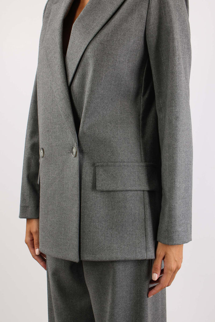 Giacca Doppiopetto Lurex Grigio-8