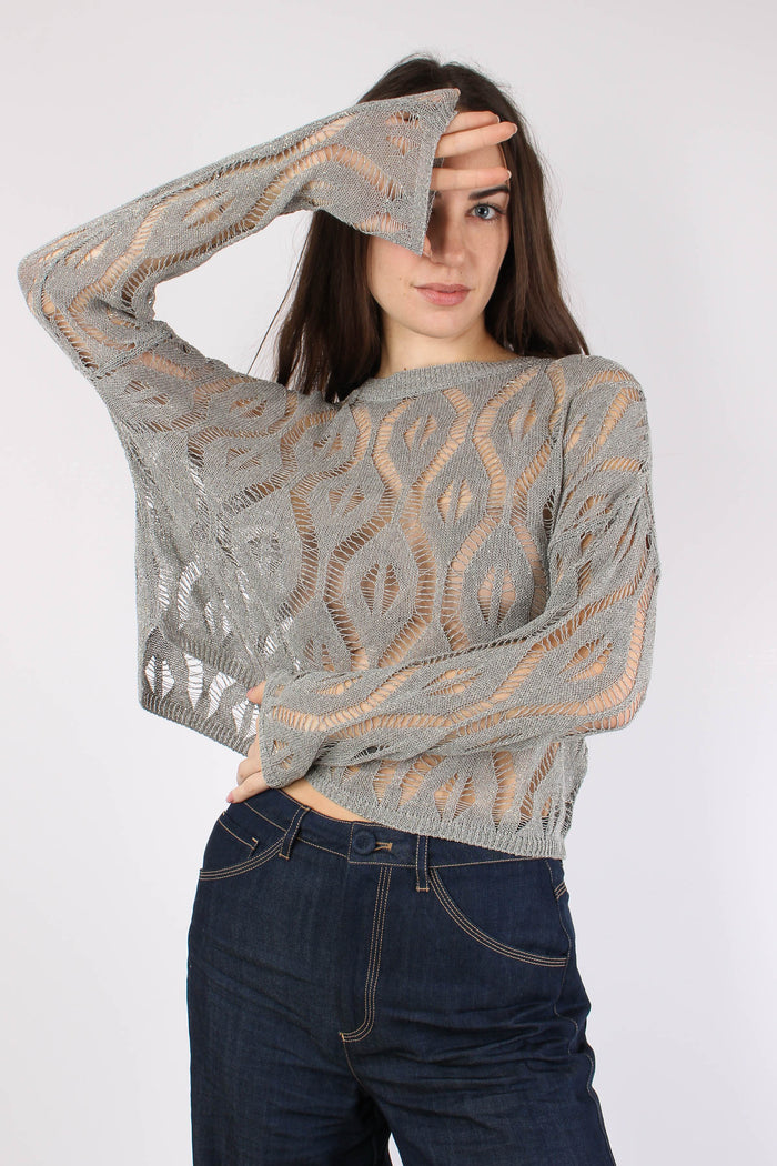 Maglia Lurex Traforata Rombi Argento-3