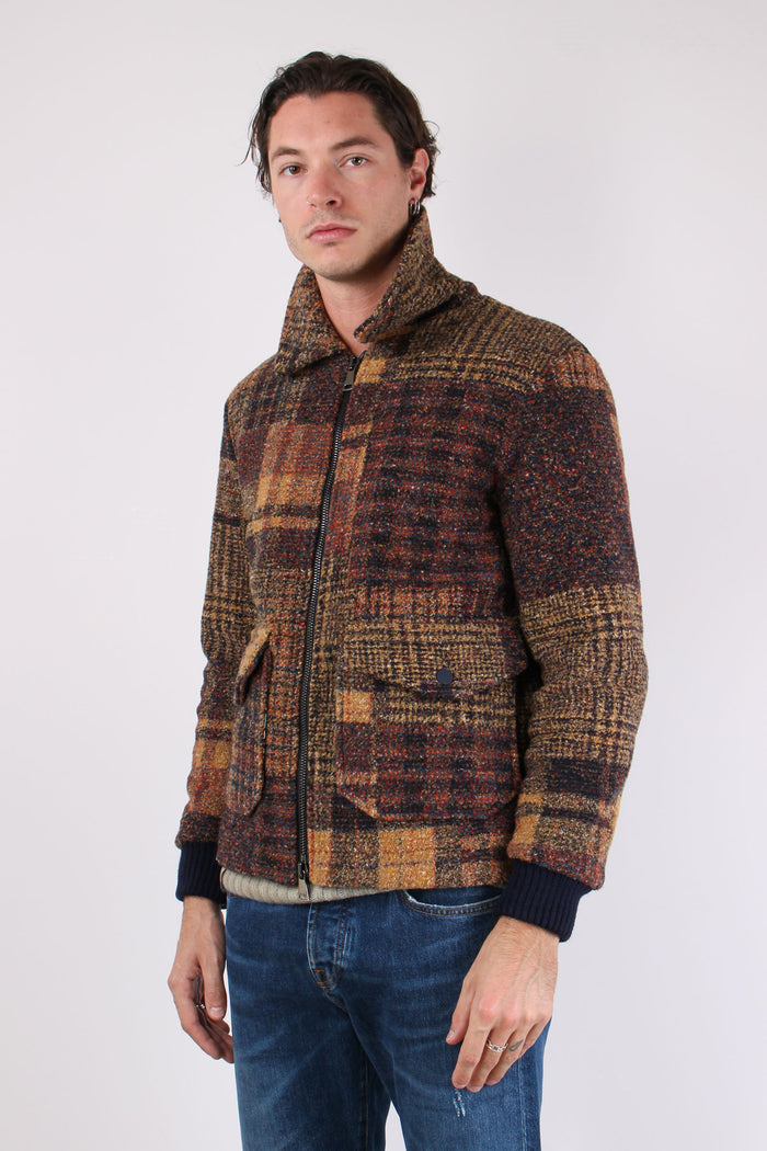 Giubbotto Corto Quadri Tasca T Ruggine-4