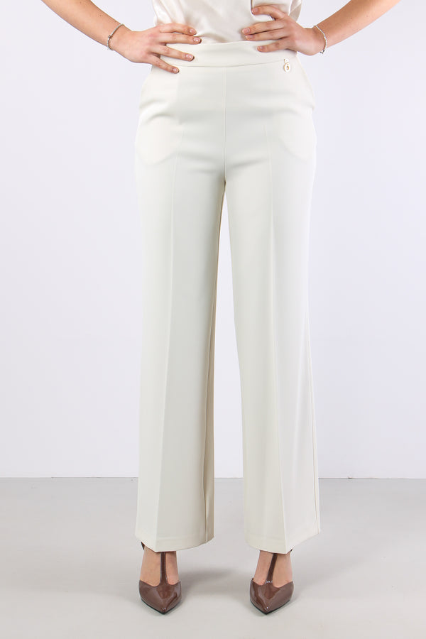 Lalim Pantalone Palazzo Fluido Ivory-2