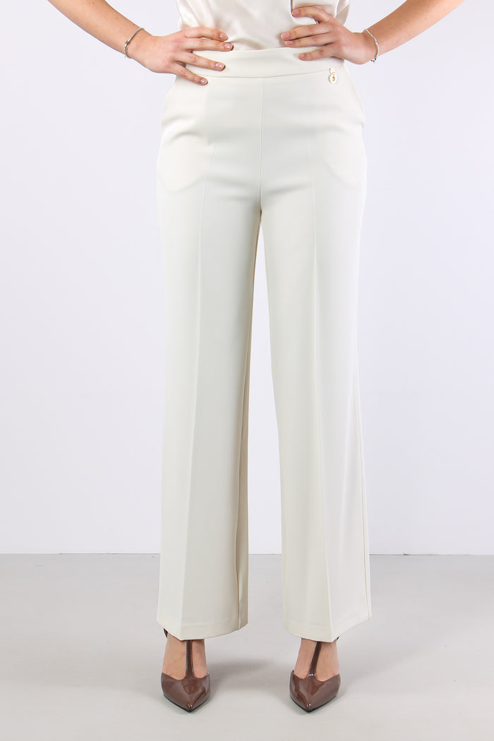 Lalim Pantalone Palazzo Fluido Ivory-2
