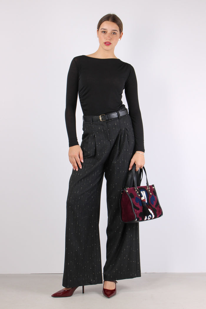 Maglia Girocollo Misto Cashmer Nero