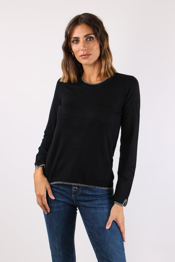 Maglia Gircollo Viscosa Lurex Nero-2