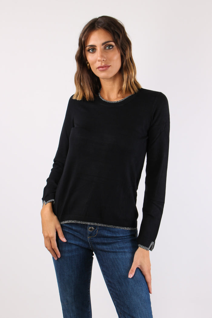 Maglia Gircollo Viscosa Lurex Nero-2