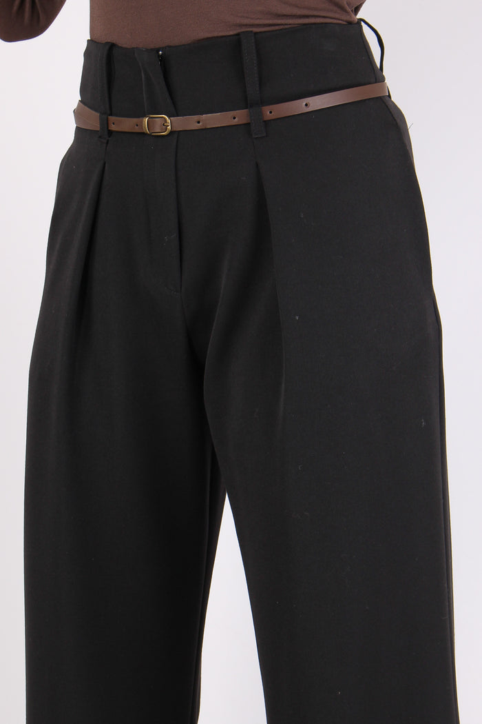 Pantalone Gamba Dritta Cintura Nero-6