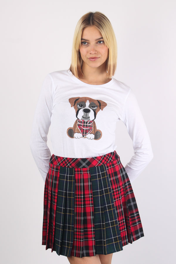 T-shirt Bulldog Check Ml Bco Box.dog