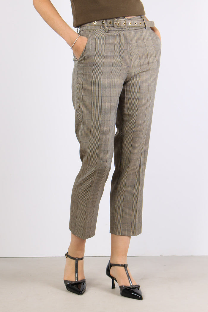 Taty Pantalone Dritto Check Fango/blu-4