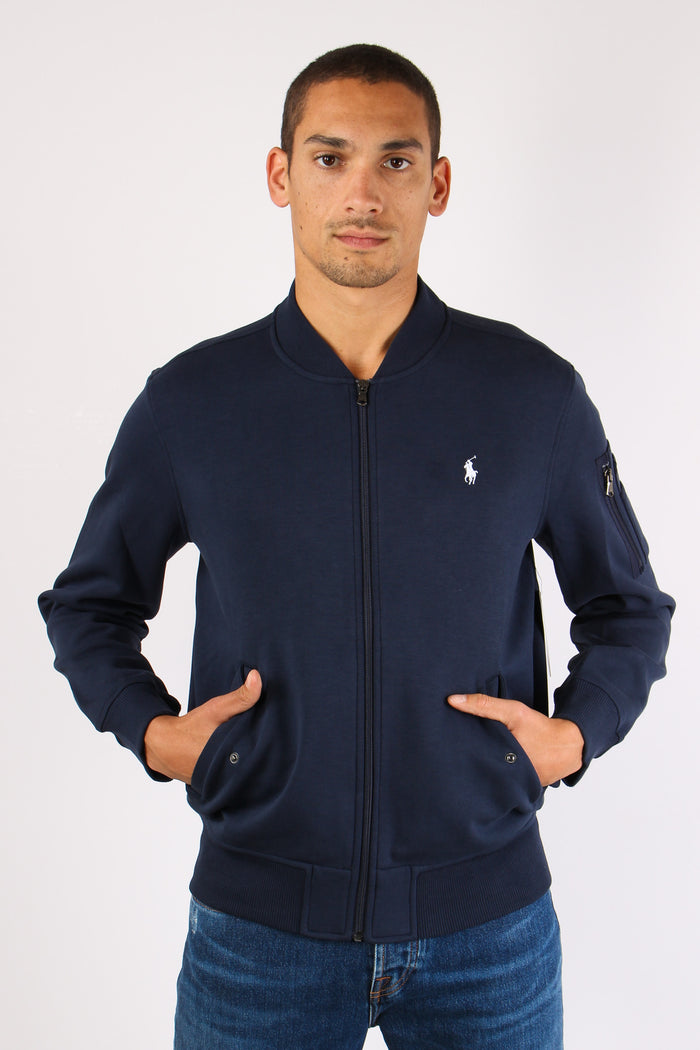 Felpa Zip Tasca Manica Aviator Navy-3