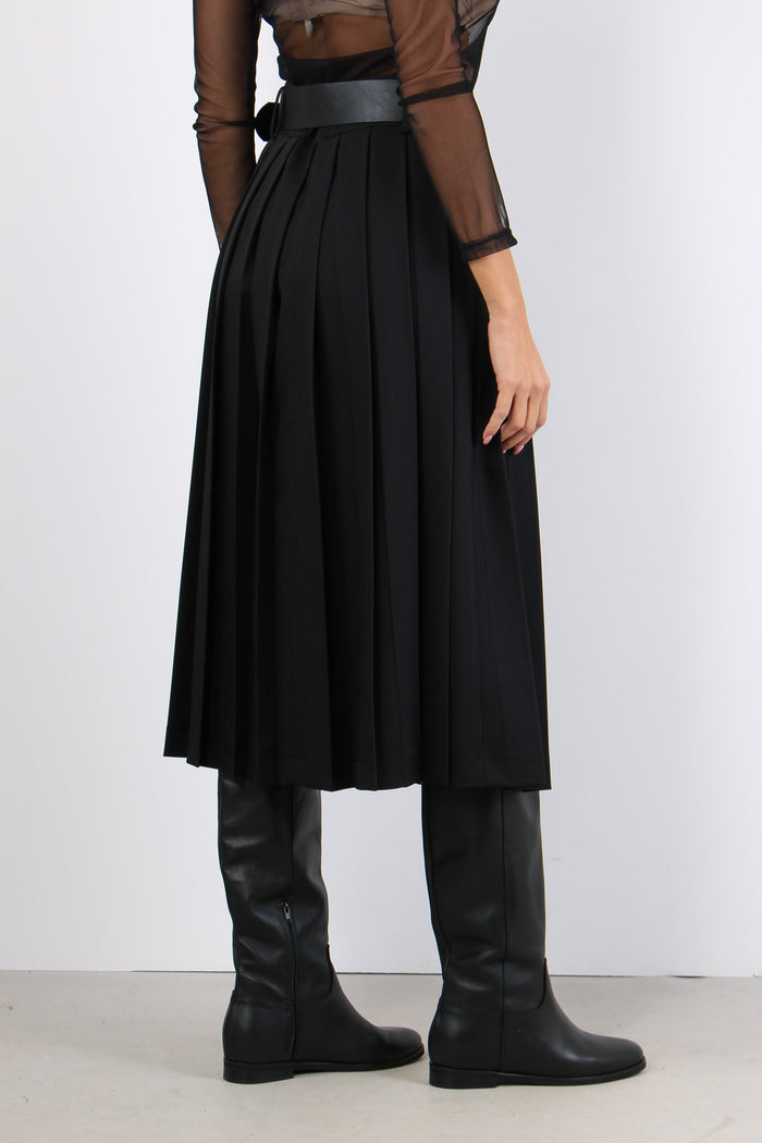 Gonna Midi Pieghe Nero-4