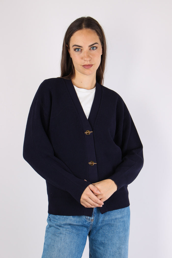Cardigan Bottoni Gioiello Blu Notte-7