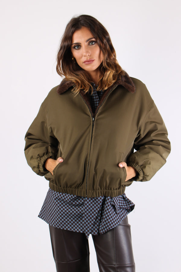 Bomber Inserto Ecopelliccia Militare-2