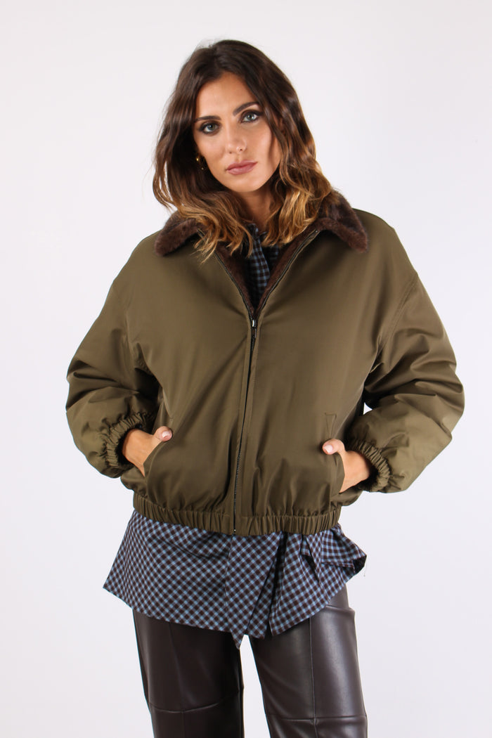 Bomber Inserto Ecopelliccia Militare-2