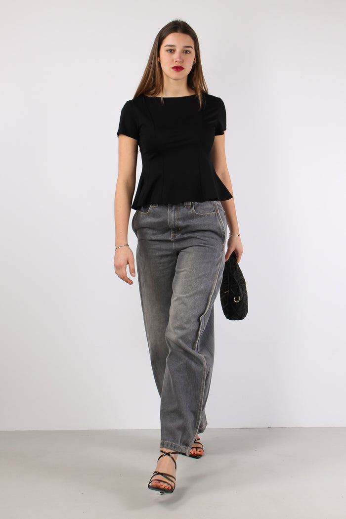 T-shirt M/m Riprese Fianchi Nero-5