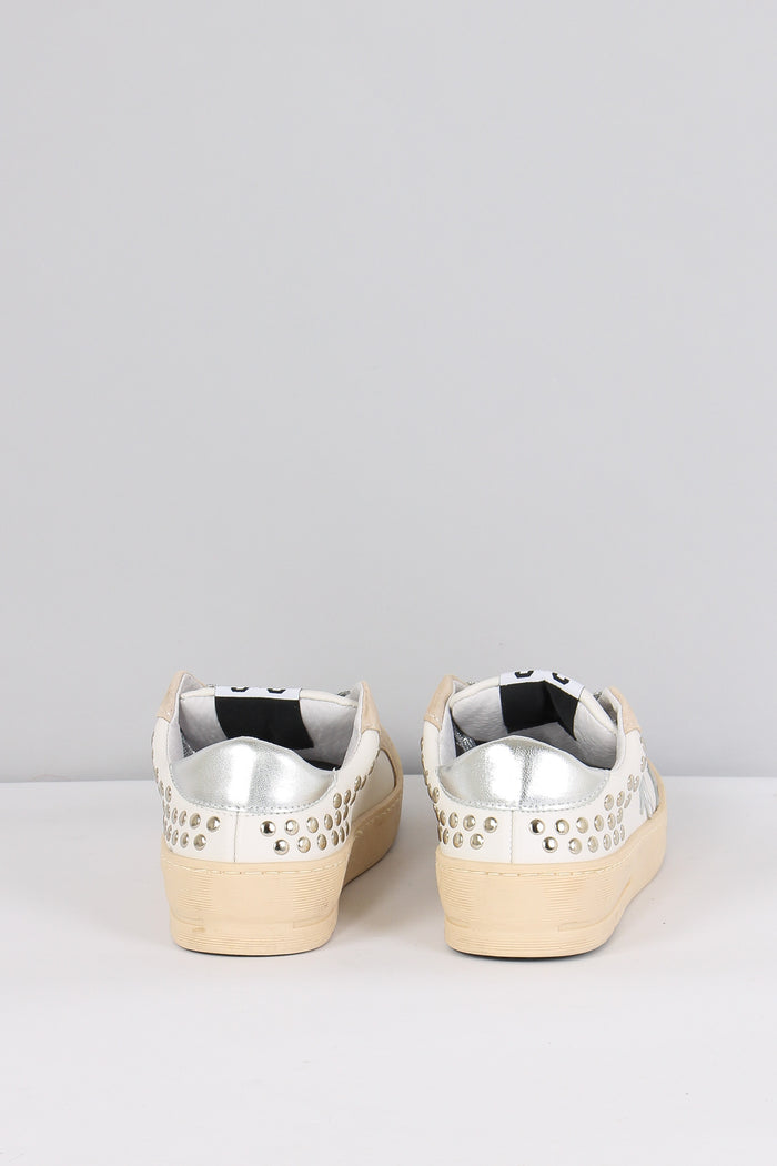 Sneakers Enjoy Star Borchie Bianco/argento-3