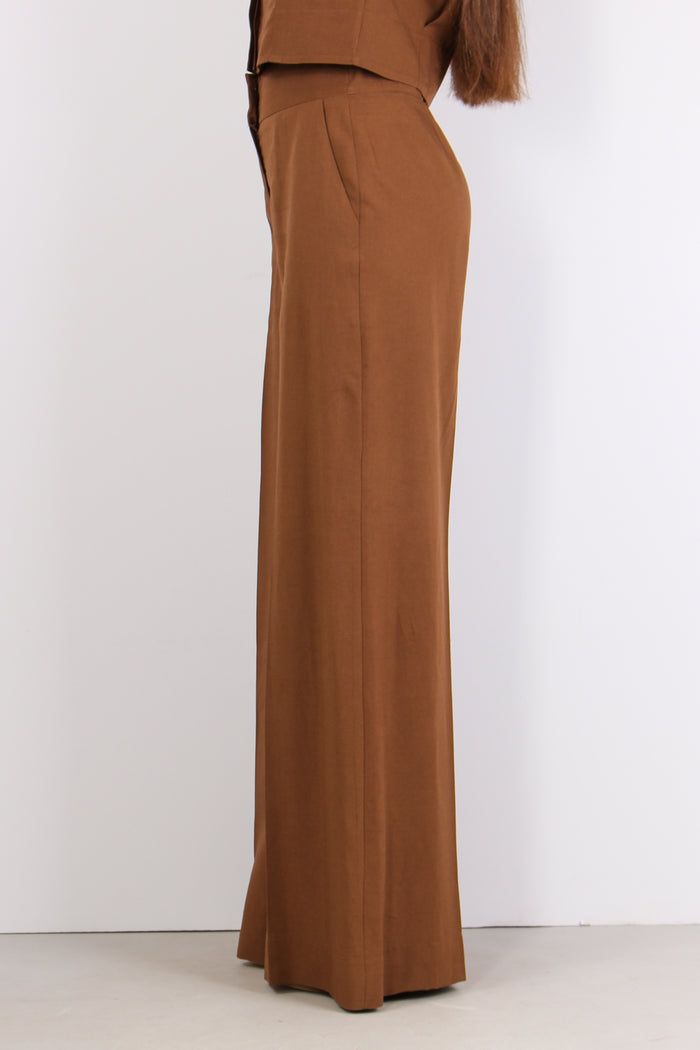 Pantalone Palazzo Gamba Dritta Tabacco-3