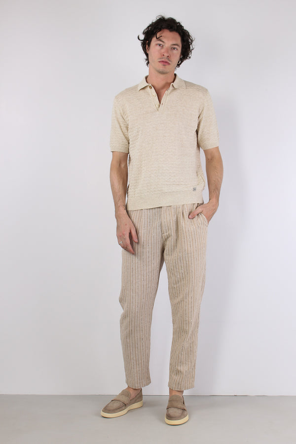 Polo Cotone Lavorato Beige-2