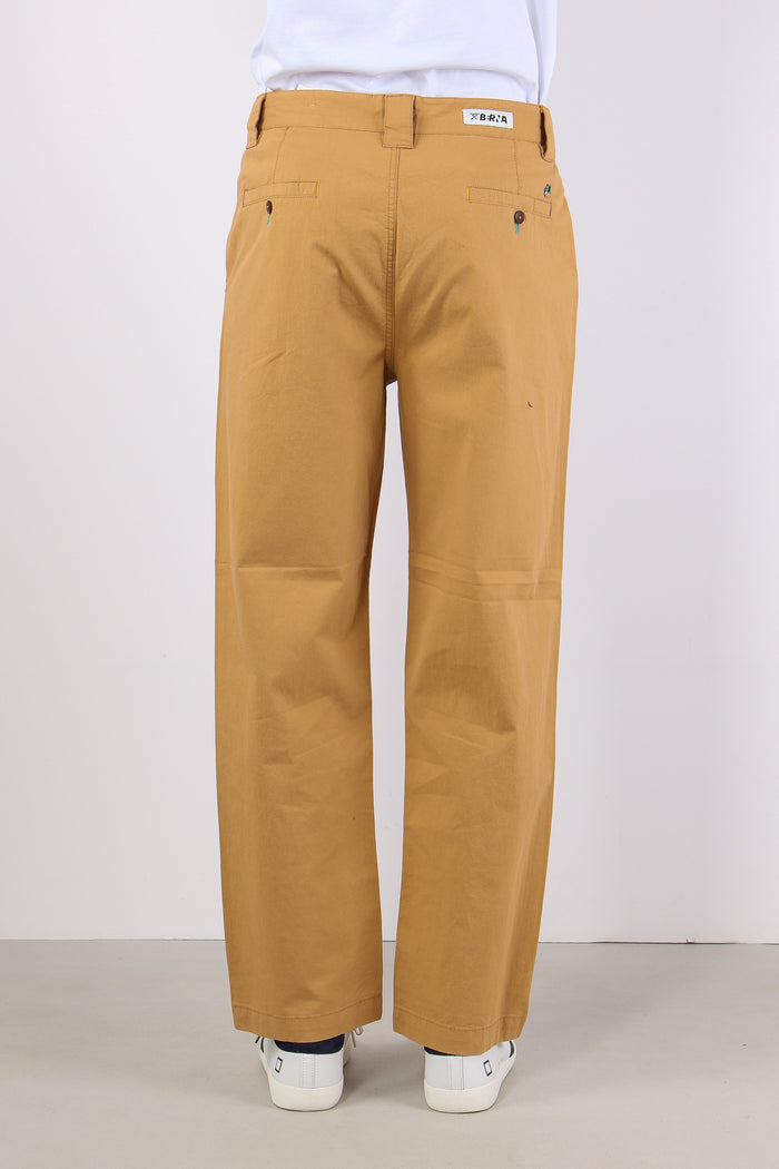 Pantalone Gamba Larga Cammello-5