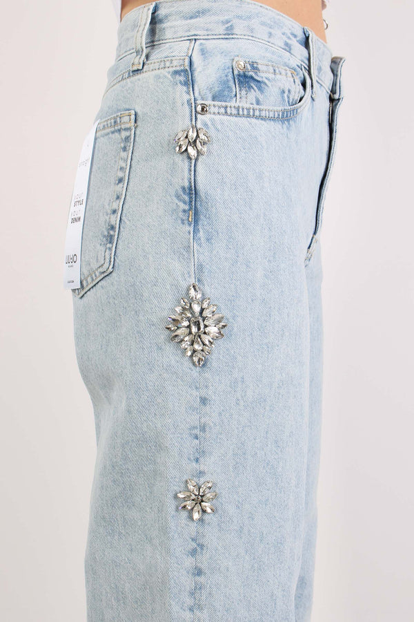 Jeans Castoni Laterali Denim Blu-2